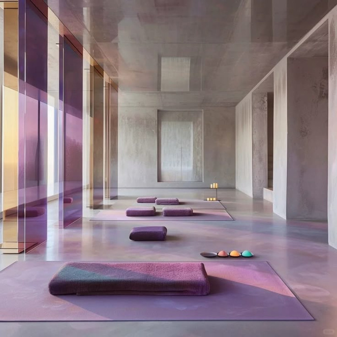 Ruhiger, lila Wellnessraum